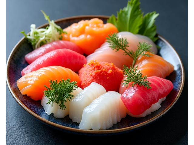 鮮やかな旬の魚介盛り合わせ